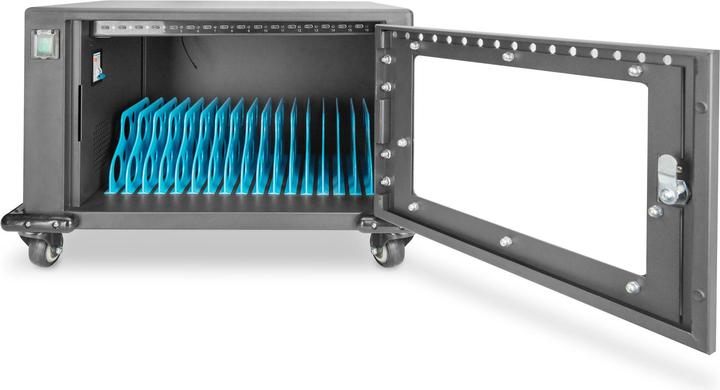 Image du produit Digitus Armoire de recharge mobile, 14", USB-C, électr. PIN, 16 stations de charge, ventilateur, 384 x 550