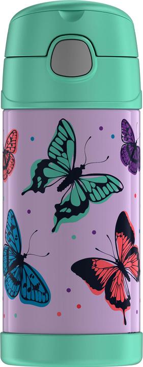 Thermos Gourde isotherme FUNTAINER Straw Bottle papillon, 0,35 L, acier inoxydable double paroi, bouchon en (0.35 l)