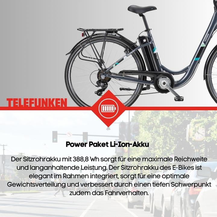 Produktbild Telefunken Multitalent RC822, City E-Bike, Motor power 250 W, Wheel size 28 ", Warranty 24 month(s), Anthracite (49 cm)