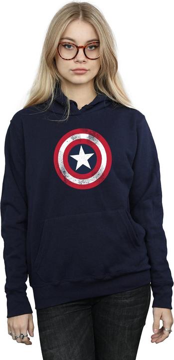 Image du produit Sweat à capuche Captain America Distressed Shield - Femmes/Ladies (XL)