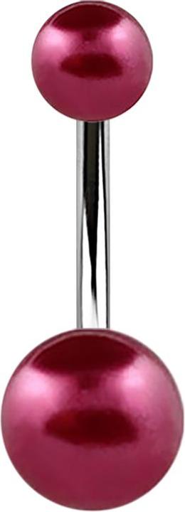 Produktbild Star Piercing Banane silber mit zwei Perlenkugeln Bordeaux rot (ohne Messing, Chirurgenstahl 316L)
