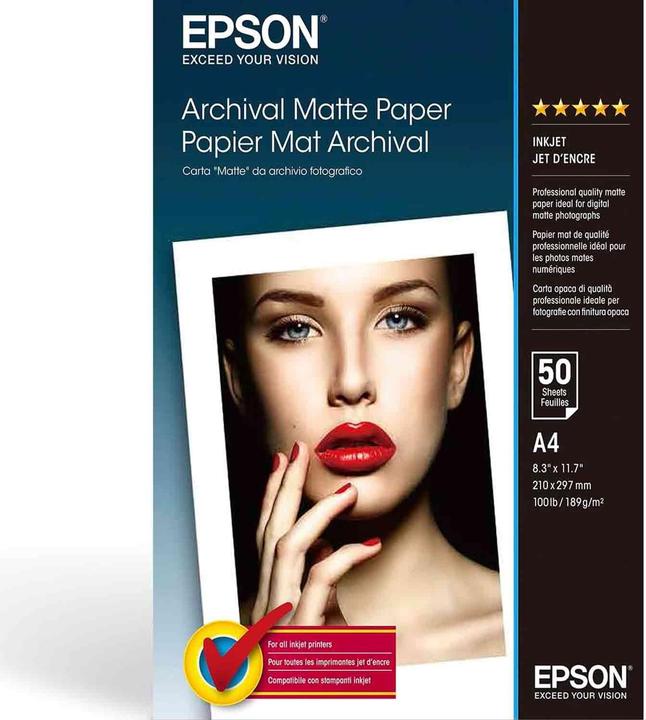 Immagine prodotto Epson Archivistico opaco (189 g/m², A4, 50 x)