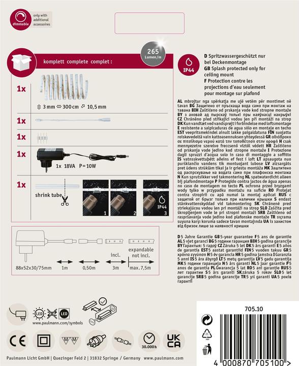Immagine prodotto Paulmann Strisce LED YourLED IP44 3m Start (Bianco caldo, 300 cm, Interno)