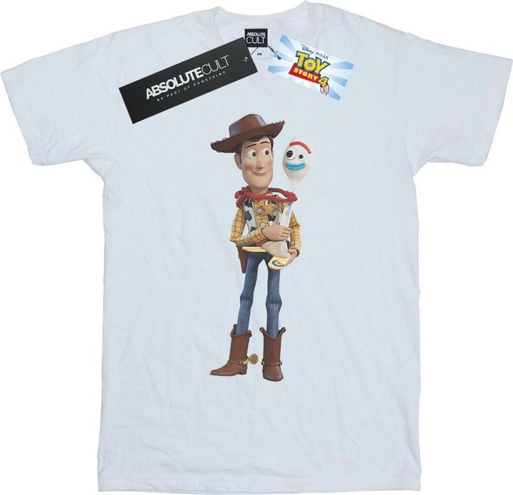 Actual product image Disney Womens/Ladies Toy Story 4 Woody And Forky Cotton Boyfriend T-Shirt (XL)