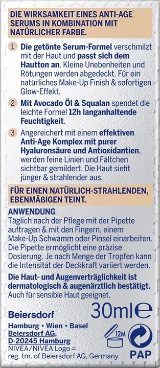 Produktbild NIVEA Hyaluron Cellular Filler 3in1 Serum Foundation mittel (30ml) (02)