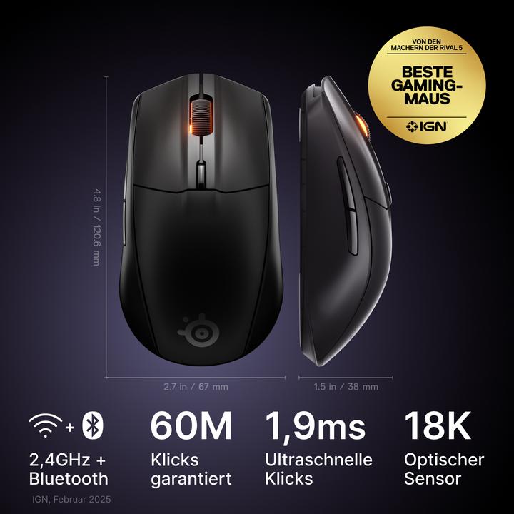 Immagine prodotto SteelSeries Rival 3 WL Gen 2 - Black (Senza fili)