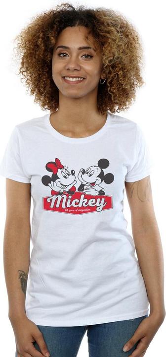 Actual product image Disney Womens/Ladies Mickie And Minnie 90 Years Cotton T-Shirt (XXL)