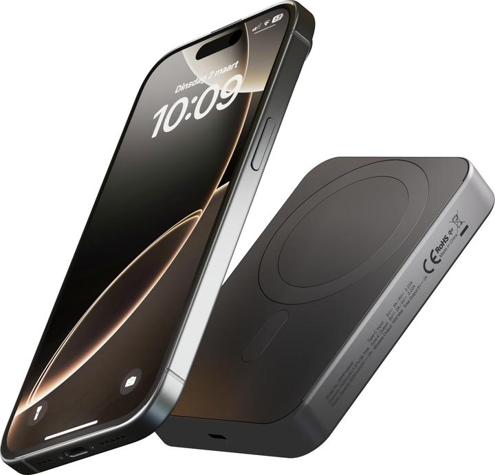 Actual product image Zens Slim Qi2 Al Powerbank10.000mAhBlack (10000 mAh, 38.70 Wh)