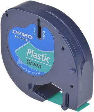 Actual product image Dymo Plastic Ribbon Black on Green (1.20 cm, Green, Black)