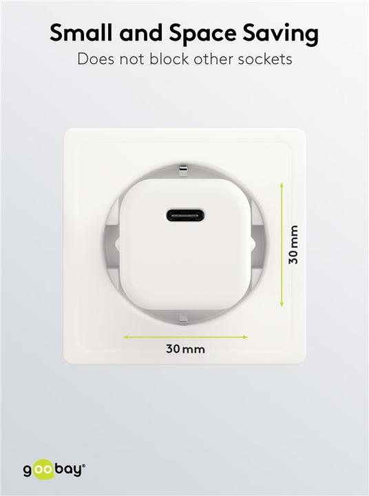 Actual product image Goobay USB C Nano Quick Charger with GaN technology (30 W)