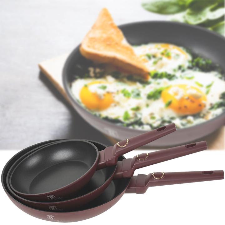 Image du produit BerlingerHaus Set de poêles à frire, 3 pièces, Ã˜ 20/24/28cm, bordeaux (28 cm, Poêle à frire, Aluminium)