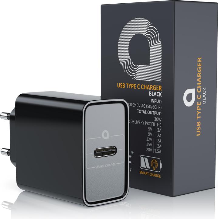 Produktbild Aplic USB Ladegerät USB C Netzteil, Power Delivery 30 Watt, USB Charger, Ladeadapter, schwarz (30 W)