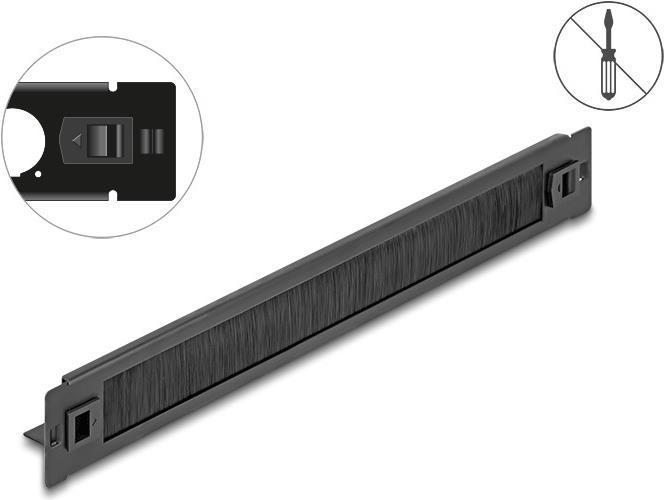 Image du produit Delock 48,26cm 19 pouces Panneau de brassage avec support de câbles sans outils 1U noir