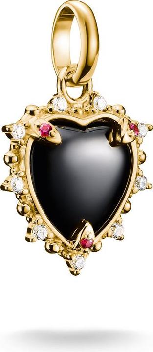 Thomas Sabo Charm-Anhänger Vintage Herz schwarz Connect vergoldet (Silber 925)