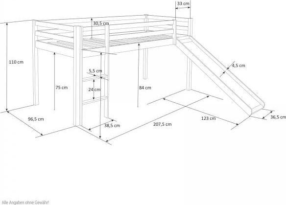 Immagine prodotto Homestyle4u Letto a soppalco con scala e scivolo (90 x 200 cm)