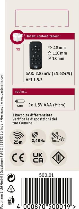Produktbild Paulmann Smart Home Fernbedienung Boss Bluetooth