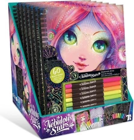 Actual product image Nebulous Stars Colouring book with black pages