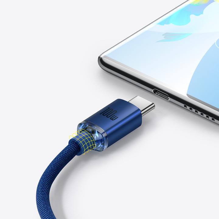 Image du produit Baseus Crystal Shine Series Fast Charging Data Cable USB to Type-C 100W 2m Blue (2 m, USB 2.0)