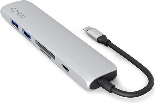 Produktbild Epico 6in1 Aluminium Hub 8K with USB-C connector - silver (6 Ports)
