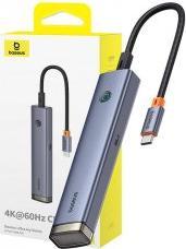 Actual product image Baseus 6-Port HUB AIR UltraJoy Series Type-C - HDMI, USB3.0x2, USB2.0, C3.0, PD (grey) (USB-C, 6 Ports)