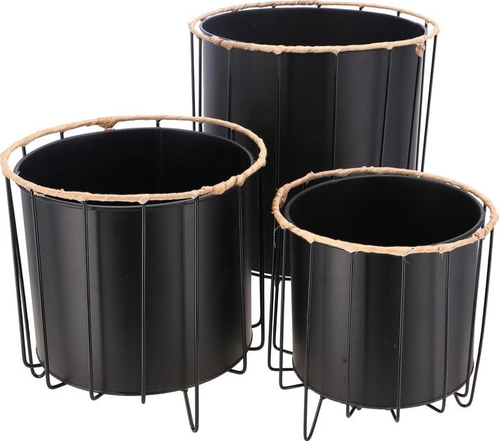 Image du produit Casativo Set de 3 jardinières métalliques décorées, 3 tailles