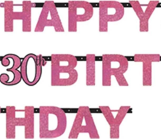 Produktbild Amscan Guirlande Happy Birthday Rose "30 ans"
