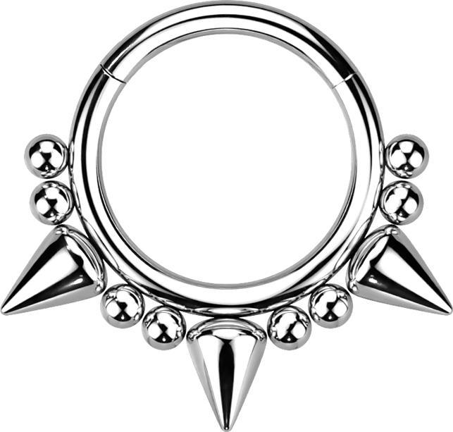Produktbild Star Piercing Micro Segmentring klappbar silber drei Cones und acht Kugeln (ohne Messing, Chirurgenstahl 316L)