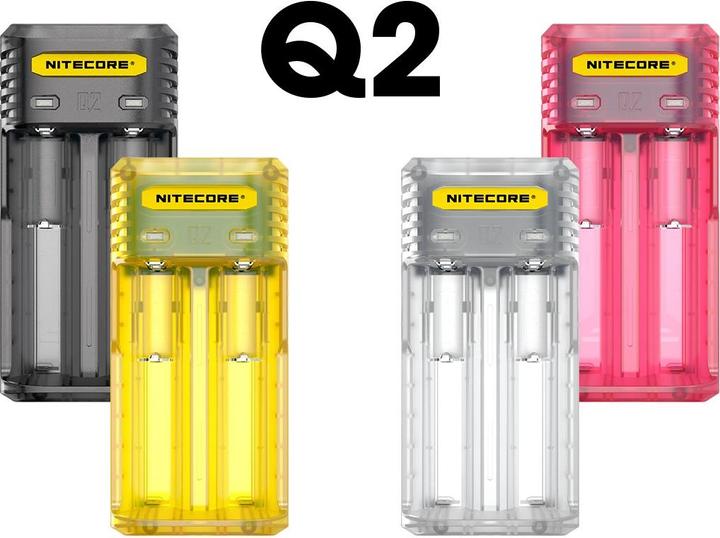 Immagine prodotto Nitecore Q2 - Caricabatterie rapido per batterie agli ioni di litio, 2 caricatori ad albero - 4 colori a (Caricabatterie senza batteria)