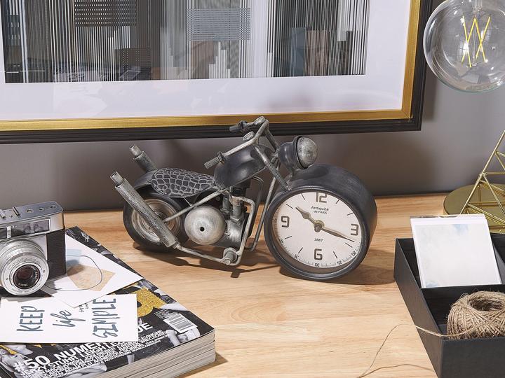 Produktbild Beliani Tischuhr schwarz / silber Motorradform 19 cm BERNO
