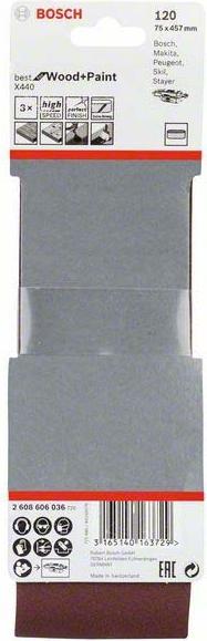 Actual product image Bosch Professional Zubehör PRO X440 sanding belt, 75 x 457 mm, G120 (120)