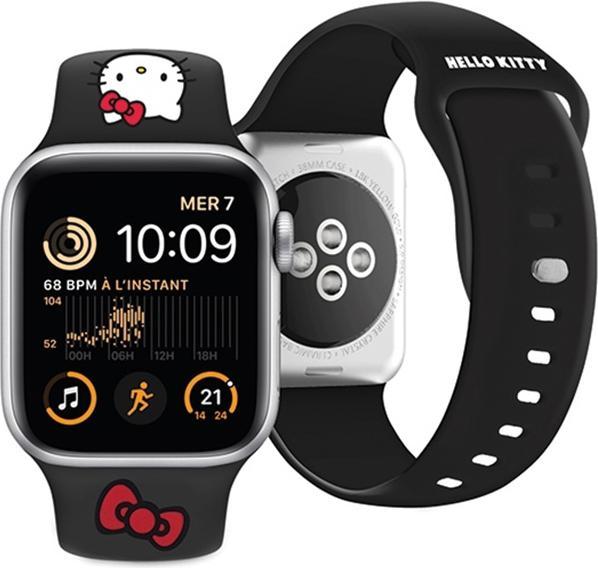 Produktbild Hello Kitty Pasek HKAWMSCHBLK Apple Watch 38/40/41mm czarny/black strap Silicone Kitty Head (Silikon, Stahl)