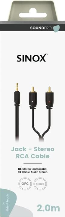 Produktbild Sinox PRO mini jack til phono kabel. 2m. Sort (2 m, 3.5mm Klinke (AUX))