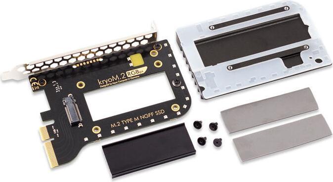 Immagine prodotto Aqua Computer kryoM.2 RGBpx PCIe 5.0 x4 Adapter für M.2 PCIe SSD, M-Key, mit Passivkühler