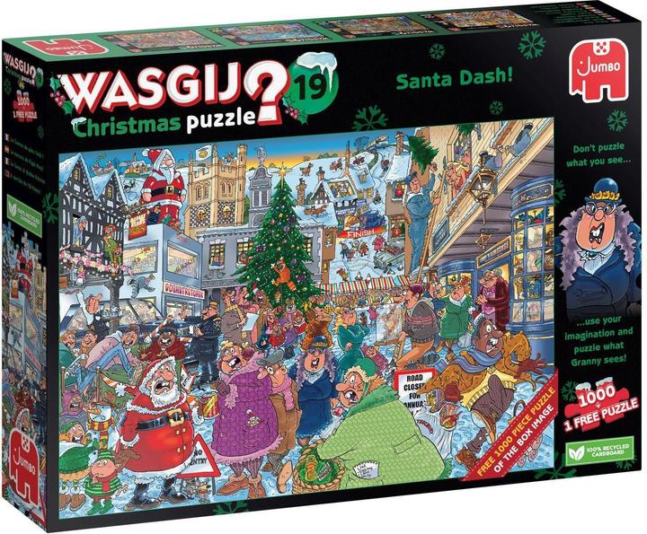 Productafbeelding Jumbo Kerstmis 19 - Santa Dash! 2x1000st (1 puzzel gratis) (1000 onderdelen)