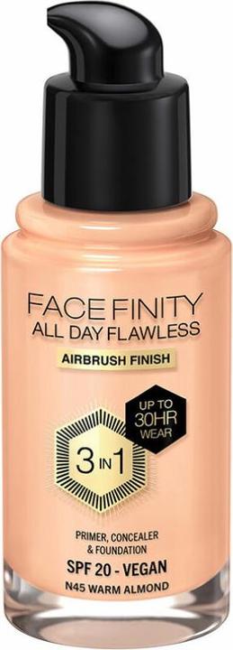 Produktbild Max Factor FACEFINITY All Day Flawless 3in1 Foundation Nr. N45 30ml (N45 Warm Almond)