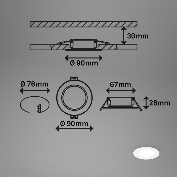 Produktbild Briloner Ultraflache LED Einbauleuchten 3er-Set - Flat star