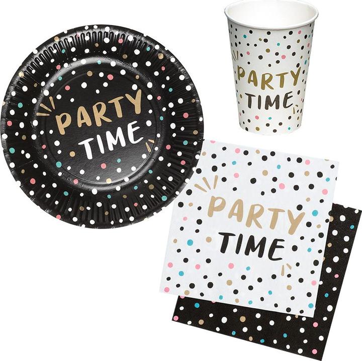 Image du produit Boland Partyset Party Time: 6 Teller 6 Becher 12 Servietten