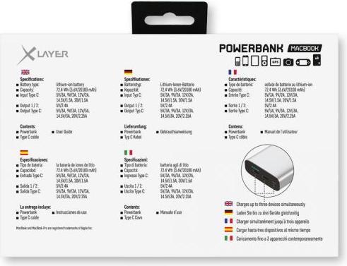 Produktbild Xlayer Plus MacBook Powerbank (20100 mAh, 45 W, 74.37 Wh)