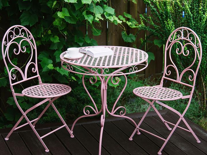 Actual product image Beliani Garden table pink metal 70 cm round ALBINIA (70 cm)