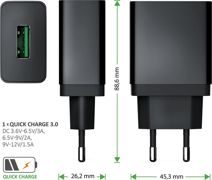 Produktbild Aplic USB Ladegerät QC 3.0 + Wireless Qi Charger (10 W)