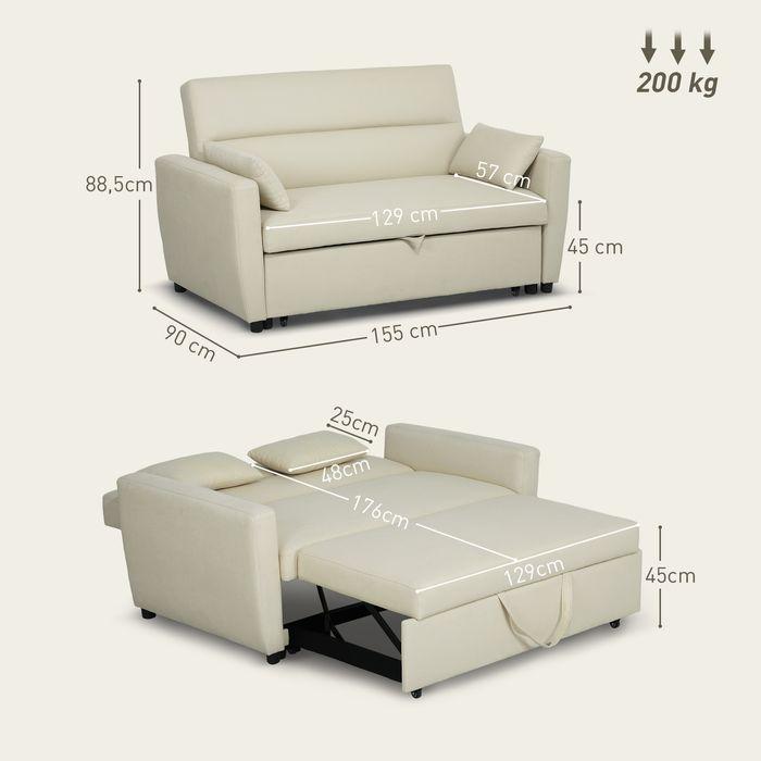 Produktbild Swisshandel24 Schlafsofa, 2-Sitzer Sofa mit Schlaffunktion, Verstellbare Rückenlehne, Beige