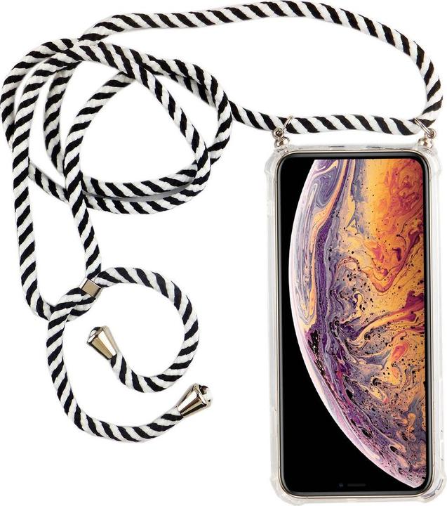 König Design Apple iPhone X Handykette Hülle mit Band Case zum umhängen mit Kordel Schwarz