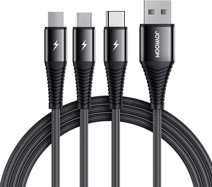 Joyroom S-1230G4 3in1 USB-C / Lightning / Micro USB 1.2m USB cable (black) (1.20 m)
