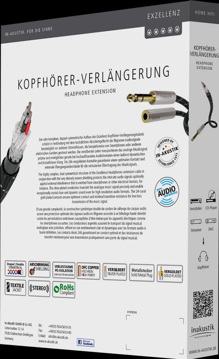 Image du produit Inakustik Extension pour casque d'écoute (3 m, jack 6.3mm)