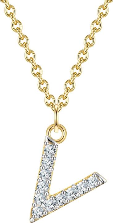 Glanzstücke München Damen Buchstabe V Sterling Silber Zirkonia Gelbgold 45,0 cm Basiskette + 5,0 cm Verlängerung - 32106 (Sterling Silber, 40 - 45 cm)