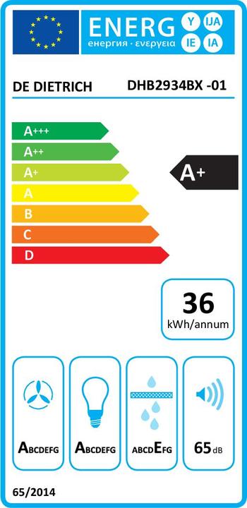 Energy Label De Dietrich HOTTE BOX DHB2934BX INOX (Wall hood)