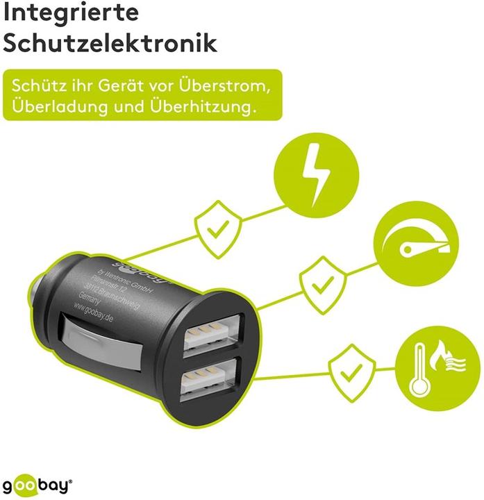 Image du produit Goobay Chargeur de voiture USB double 3,1A