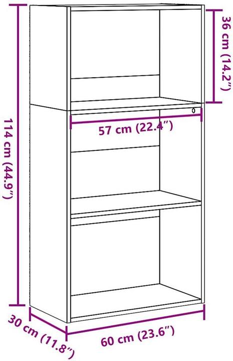 Produktbild VidaXL Bücherregal Regal Standregal Büroregal Aufbewahrungsregal Grau Sonoma (60 x 30 x 114 cm)