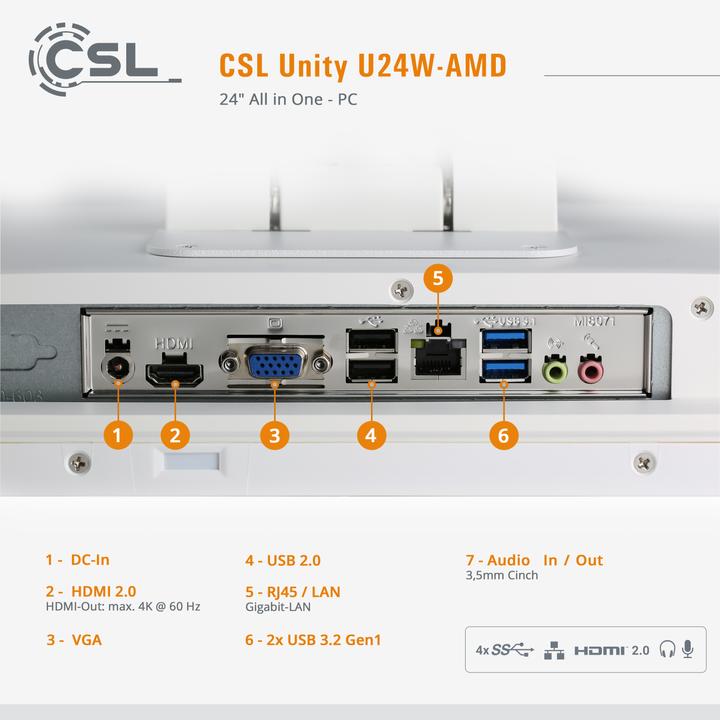 Immagine prodotto CSL PC All-in-One Unity U24W-AMD / 5700G / 2000 GB / 32 GB / Windows 11 Home (AMD Ryzen 7 5700G, 32 GB, 2000 GB, AMD Radeon Graphics)