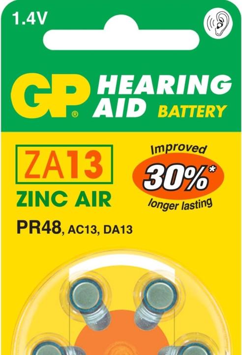 Immagine prodotto GP Batteries Pila a bottone GP ZA13, 1,4V, 6 pezzi. (6 pz., PR48, 290 mAh)